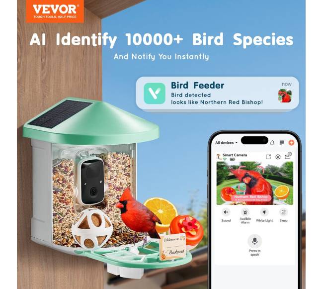 Išmanusis paukščių lesyklė su kamera ir saulės energija1