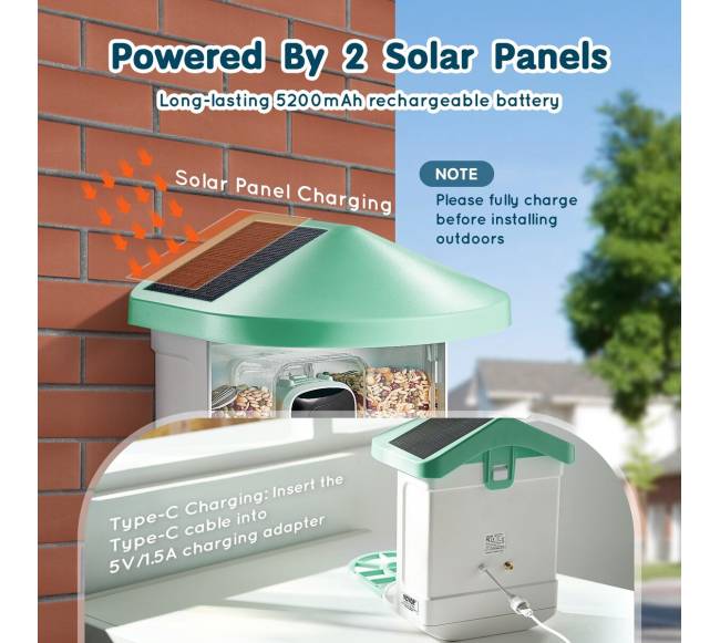 Išmanusis paukščių lesyklė su kamera ir saulės energija4