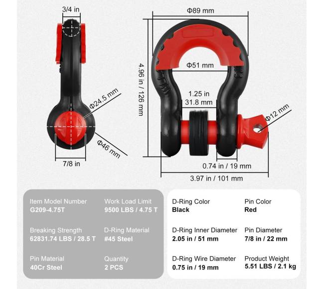 2 vnt. 34" D žiedo kilpa su 78" varžtu6