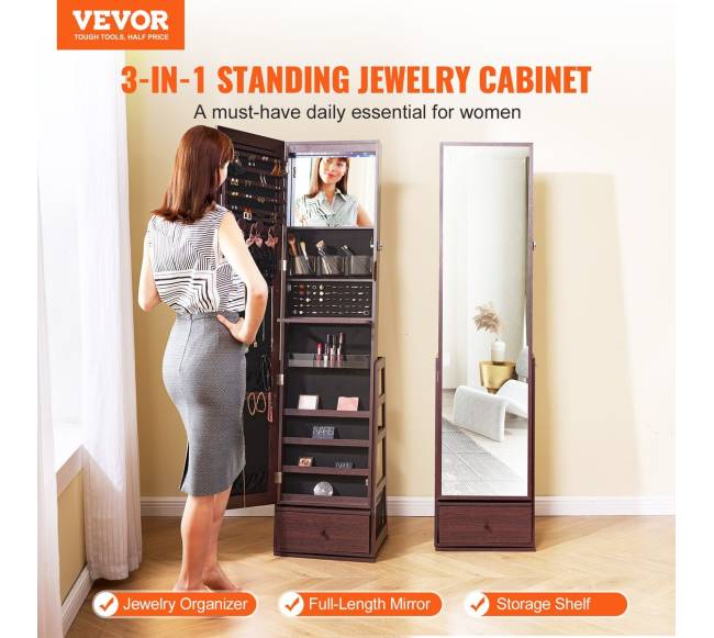 Papuošalų veidrodis su 360 pasukimu ir saugykla1