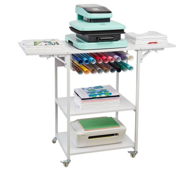 trijų lygių šilumos presas su ratukais baltas8