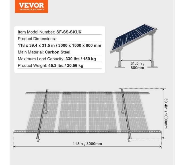 Saulės panelių laikikliai, reguliuojami kampu6