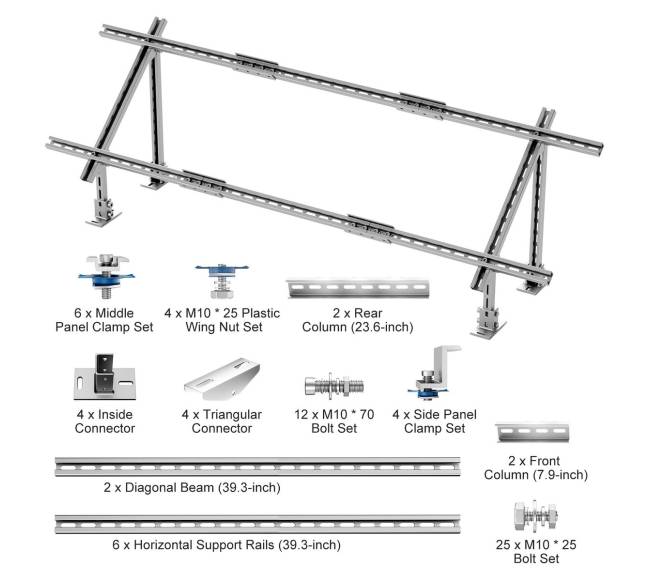Saulės panelių laikikliai, reguliuojami kampu8