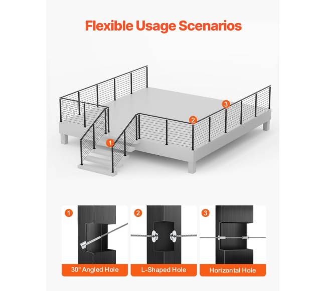 juoda turėklų stulpų paketas, 4 vnt.4