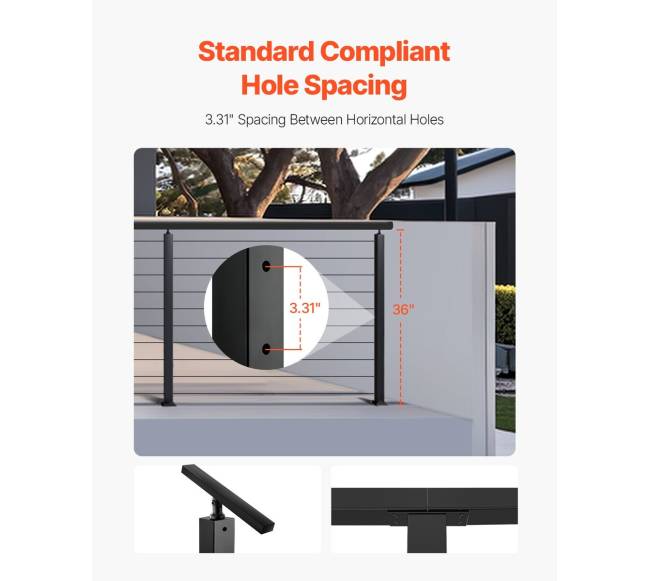 nerūdijančio plieno turėklų stulpas su skylėmis3