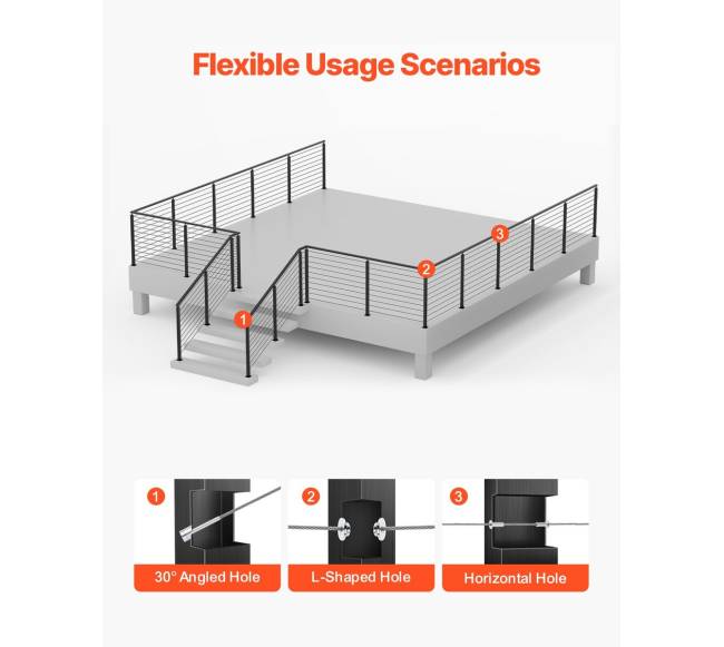 nerūdijančio plieno turėklų stulpas su skylėmis4