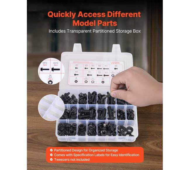 280 dalių veržlių ir varžtų rinkinys M6 M8 M104