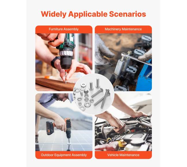 1110 vnt. veržlių ir varžtų rinkinys iš nerūdijančio plieno5