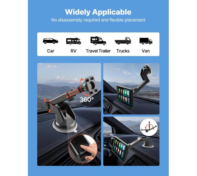 Automobilinė stereo sistema su CarPlay ir Bluetooth5