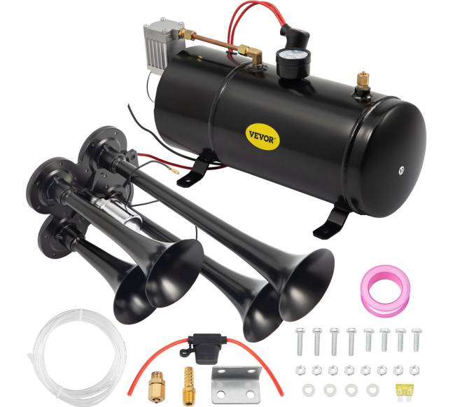 Keturių trimitų oro signalas su kompresoriumi0