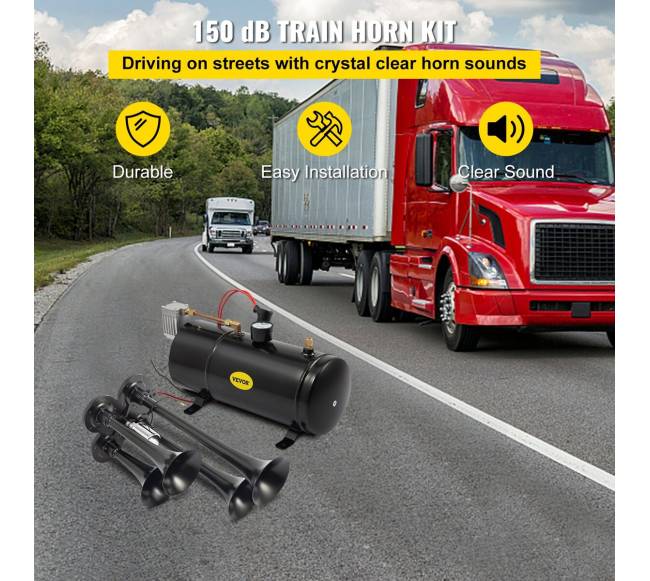 Keturių trimitų oro signalas su kompresoriumi1