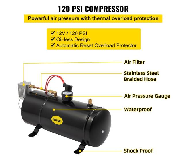 Keturių trimitų oro signalas su kompresoriumi3