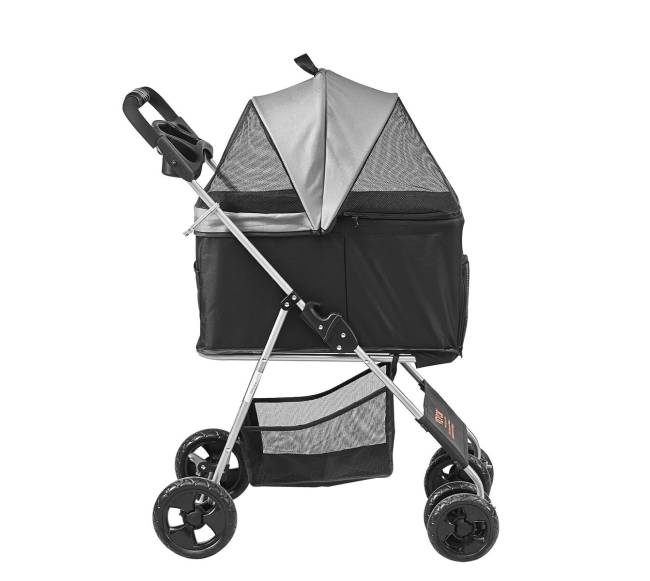 Gyvūnų vežimėlis su stabdžiais, juodas + pilkas8