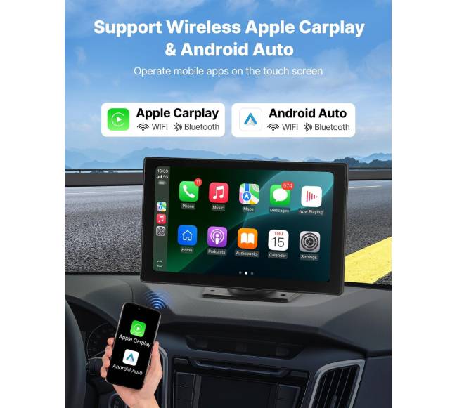 Automobilio stereo radijas su CarPlay ir kamera1