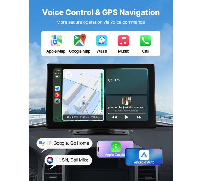 Automobilio stereo radijas su CarPlay ir kamera2