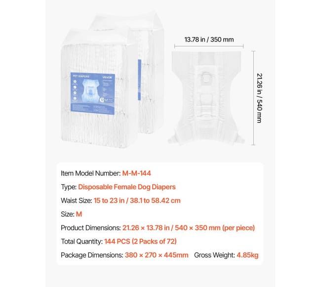 Vienkartinės sauskelnės kalėms M dydžio 144 vnt.6