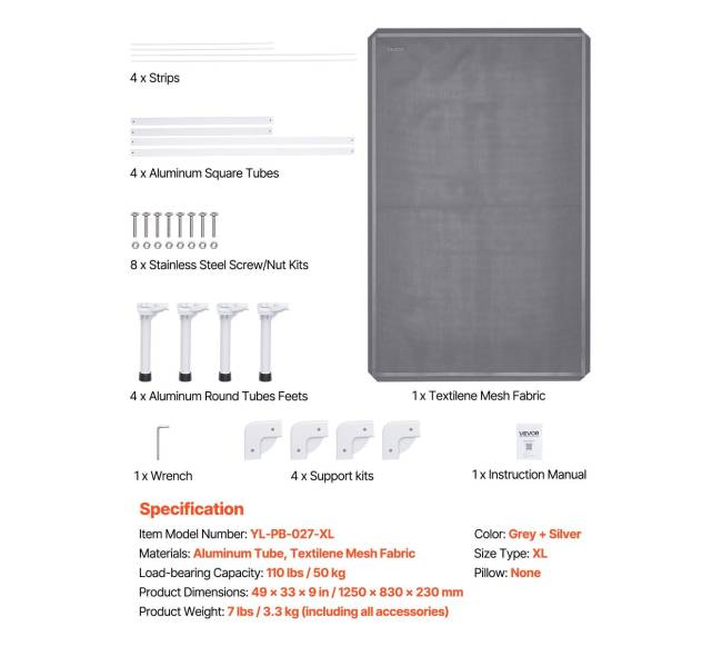 Aukšta lova dideliems šunims su Teksileniniu tinkliuku6