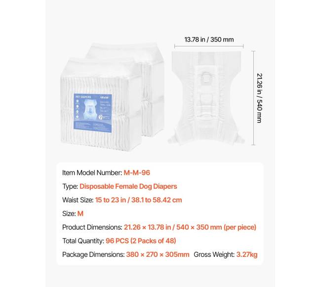 Vienkartinės šunų sauskelnės su super absorbavimu, M dydis, 96 vnt6