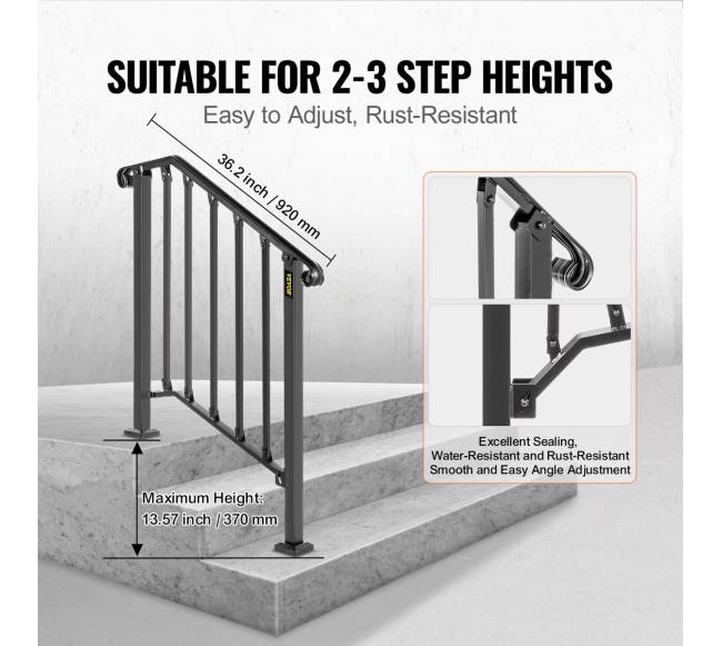 geležinis turėklas su 2 pakopomis2