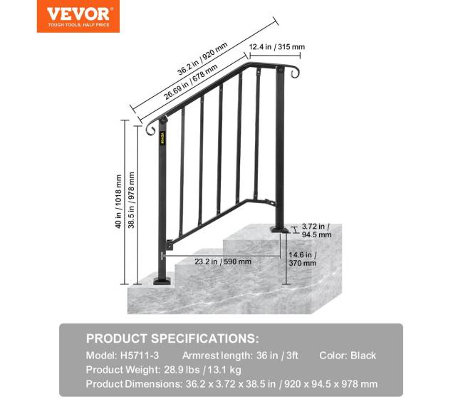 geležinis turėklas su 2 pakopomis6