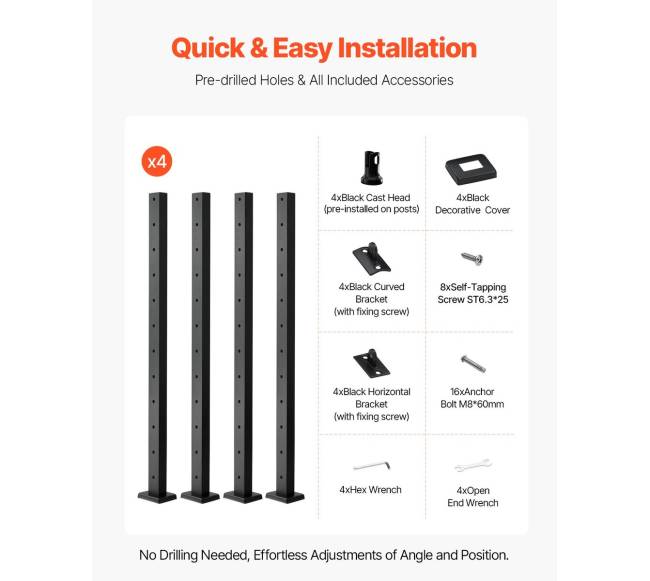 horizontalus kabelių turėklų stulpas 107x2.54x5.08 cm4