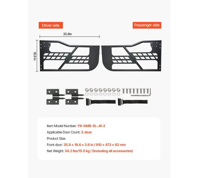 2-duris džipo vamzdinės durys 2007-2018 JK6