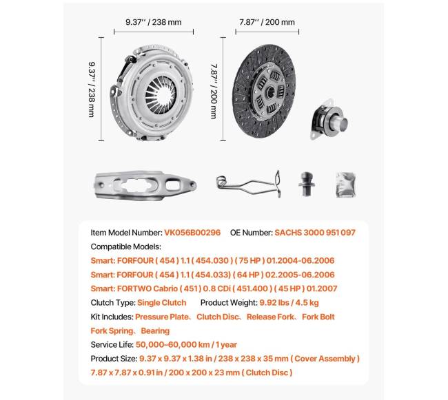 OEM sankabos komplektas Smart automobiliams6