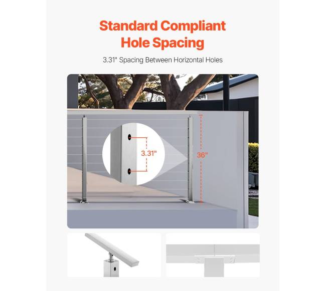 nerūdijančio plieno laiptų turėklų stulpas 91 cm3