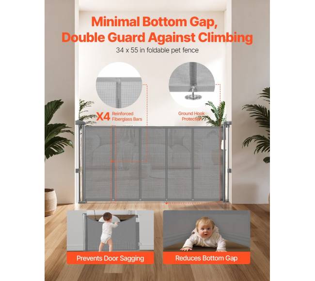 Pilka traukiama apsauginė tvorelė vaikams ir augintiniams1