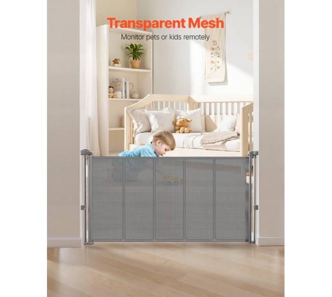 Pilka traukiama apsauginė tvorelė vaikams ir augintiniams3