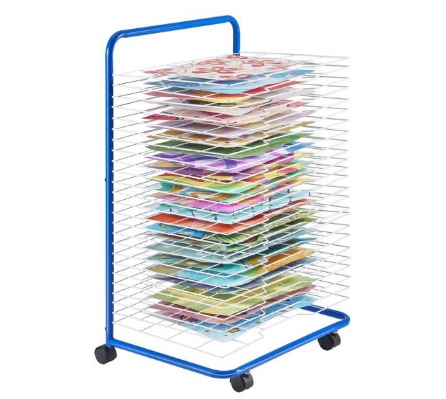 mėlyna meno džiovinimo lentyna 25 lentynos su ratais9