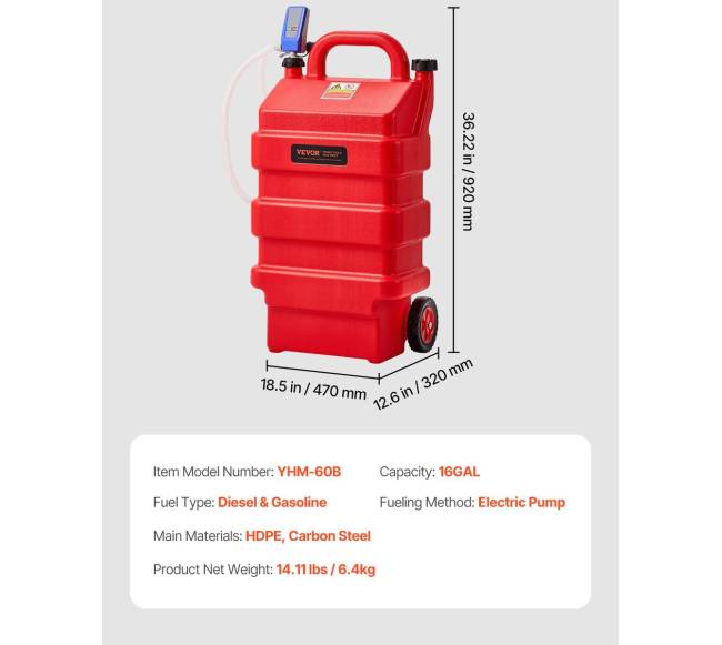 Nešiojama 60 litrų kuro talpykla su elektriniu siurbliu6