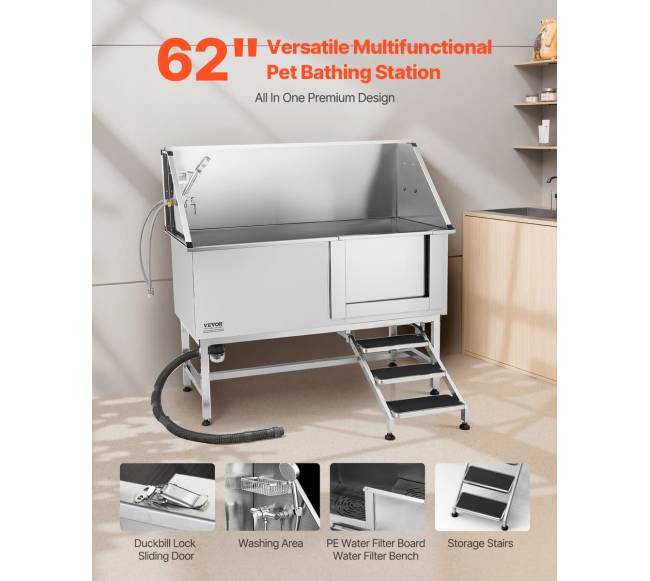 157,5 cm šuns plovimo vonia su laiptais ir filtru1