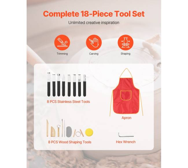 keramikos žiedimo ratas 35 cm, reguliuojamas greitis5