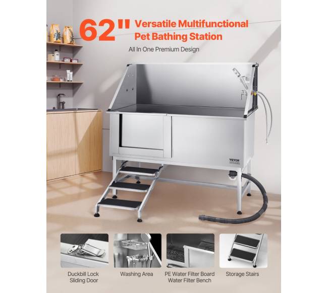 Šunų maudymo vonia su laiptais ir filtru1