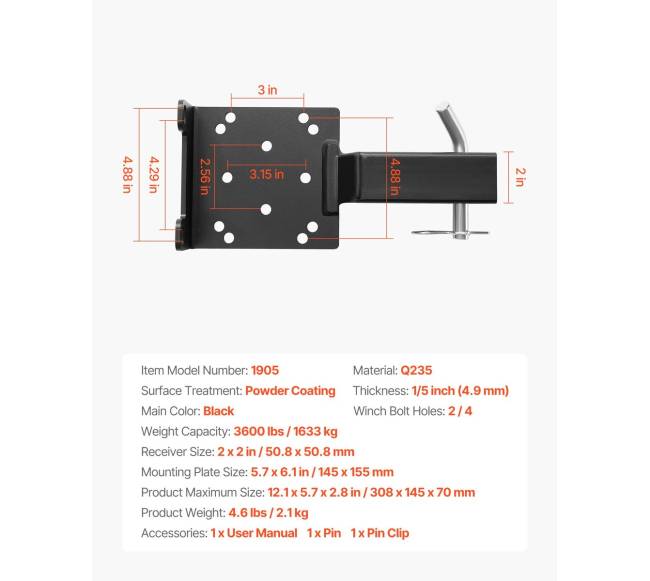 Gervės laikiklis 1633 kg su 50,8 mm jungtimi6