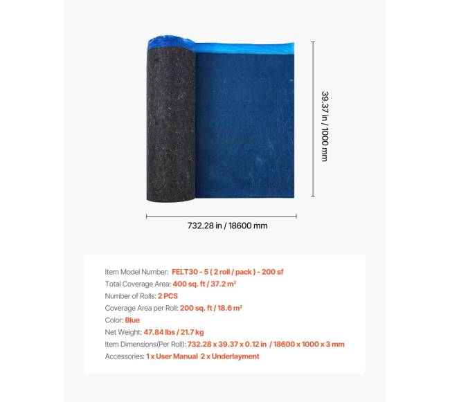 Grindų paklotas 37,2 m², 3 mm mėlynas6