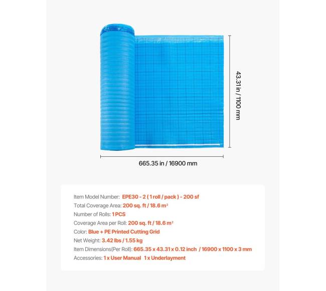 Grindų paklotas 18,6 m² 3mm6