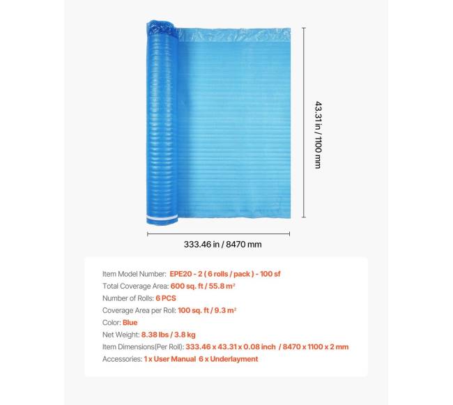 2mm garso izoliacija grindims 55,8 m²6