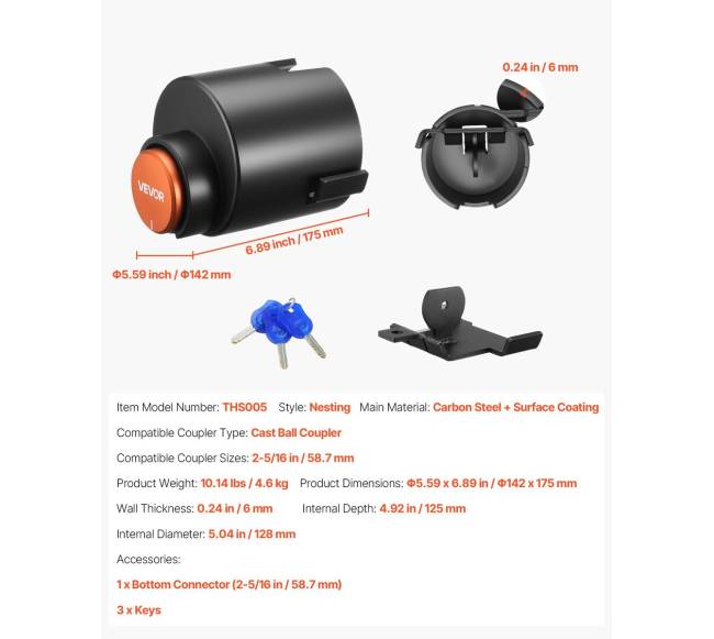 Priekabos jungiamasis užraktas 2-516 colių6