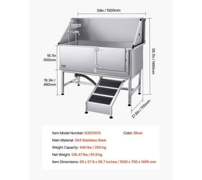 Šuns priežiūros vonia su rampa ir filtru6