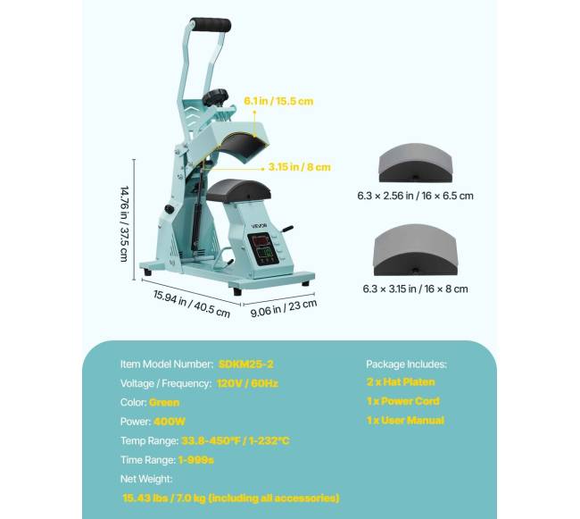 Kepurių karščio presavimo mašina su 2 plokštelėmis6