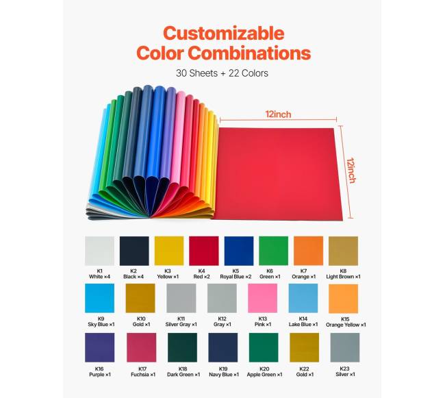 šilumos pernešimo vinilo rinkinys, 30 vnt, 30x30 cm5