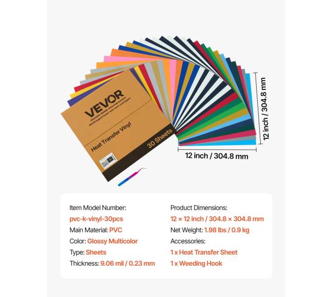 šilumos pernešimo vinilo rinkinys, 30 vnt, 30x30 cm6