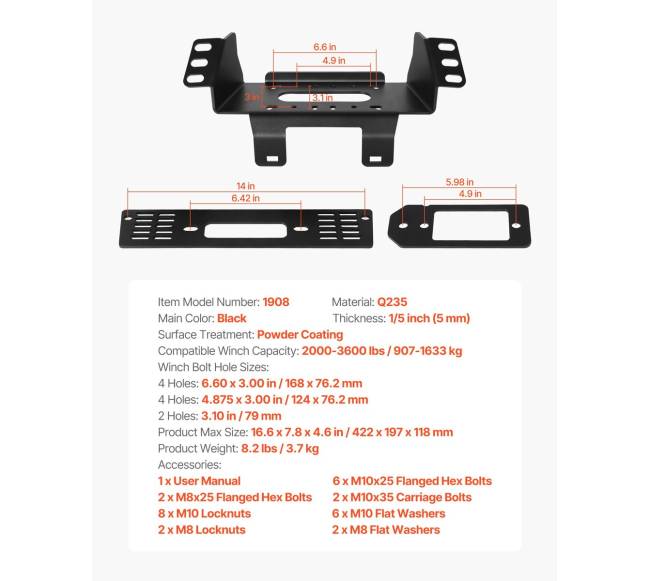 Polaris Ranger winčo laikiklis (2010-2021)6