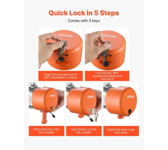 Priekabos spyna 1-78, 2, 2-516 colių jungtims3