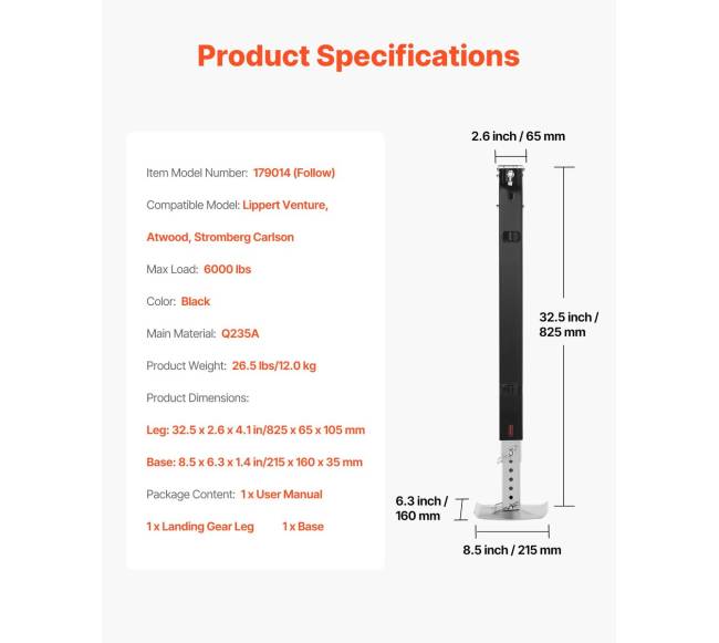 autopriekabos išvertimo kojelės 825 mm Lippert6