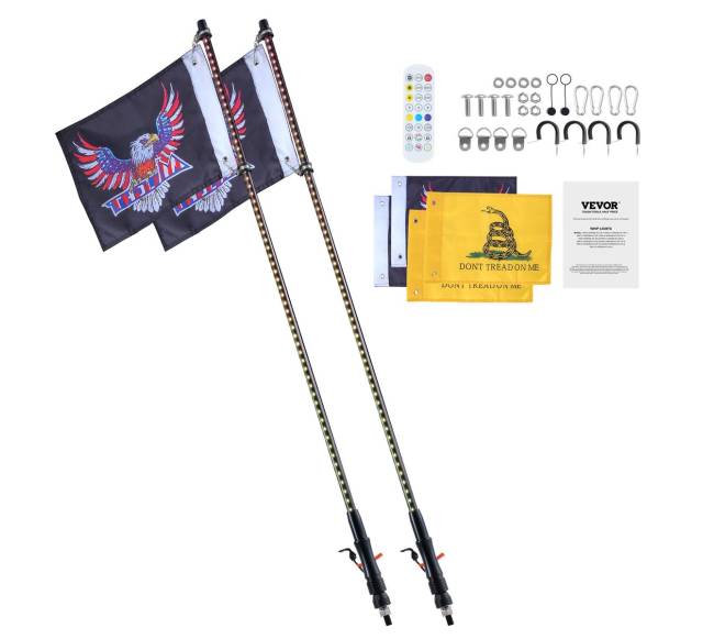 LED vėliavos šviesa 2 vnt. RGB antena8