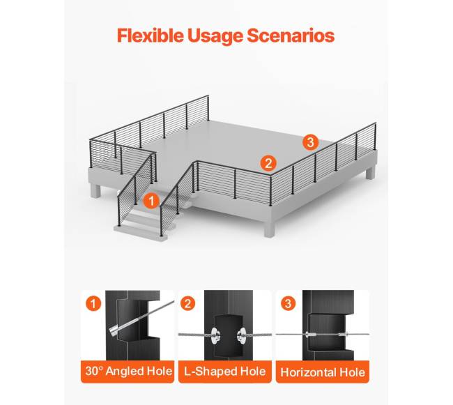 Kabelinė turėklų kolona su išgręžtomis skylėmis4