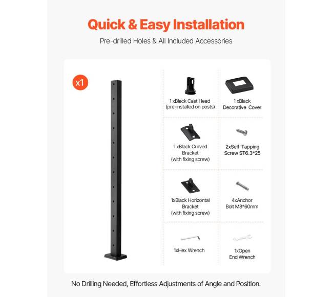 Kabelinė turėklų kolona su išgręžtomis skylėmis5